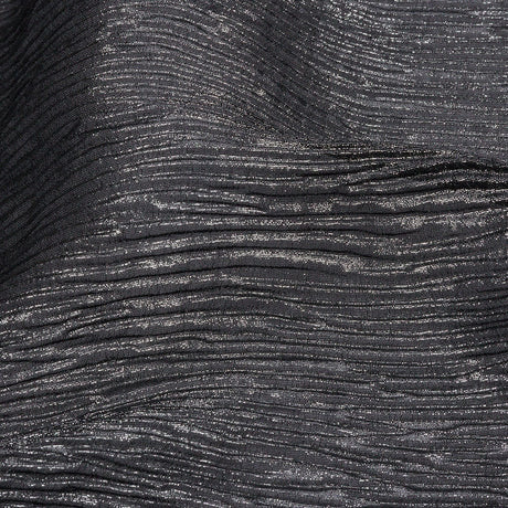 Polyester Chiffon Plisse with All-Over Foil - Black and Silver - Honey Collection