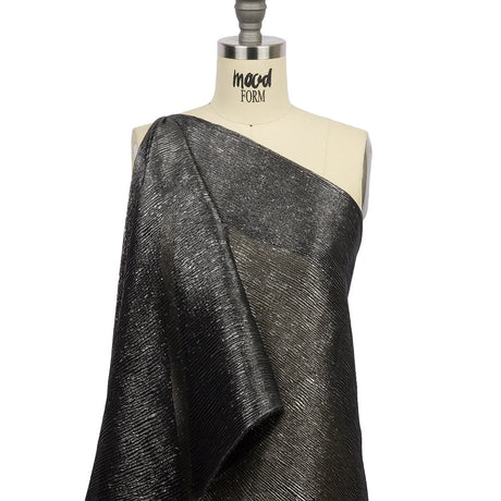 Polyester Chiffon Plisse with All-Over Foil - Black and Silver - Honey Collection