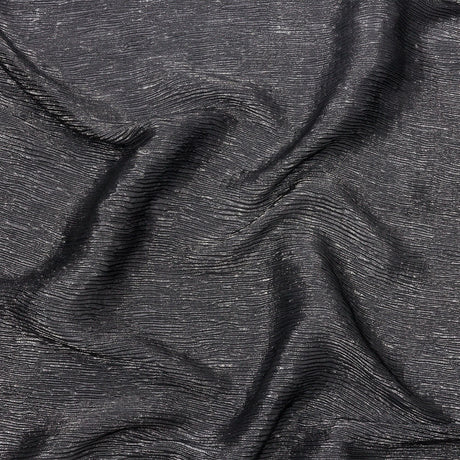 Polyester Chiffon Plisse with All-Over Foil - Black and Silver - Honey Collection