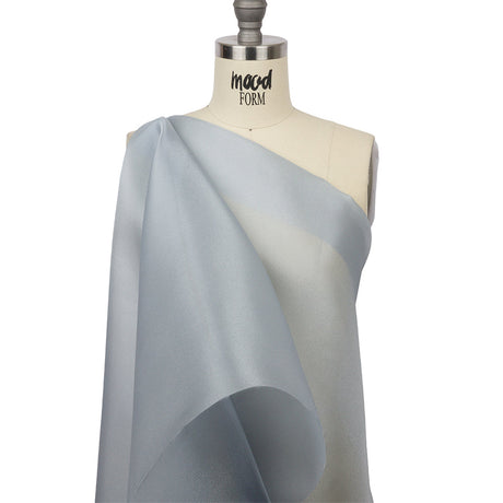 Polyester Twill Organdy - Shimmering Dusty Blue - Quinn Collection