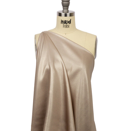 Ultra-Smooth Polyester Georgette with Foiling - Dark Beige and Gold - Valeria Collection