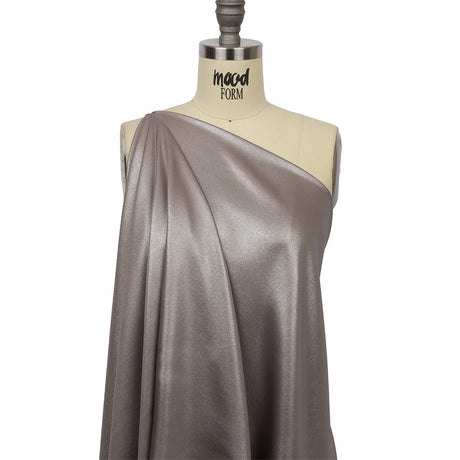 Ultra-Smooth Polyester Georgette with Foiling - Taupe and Silver - Valeria Collection
