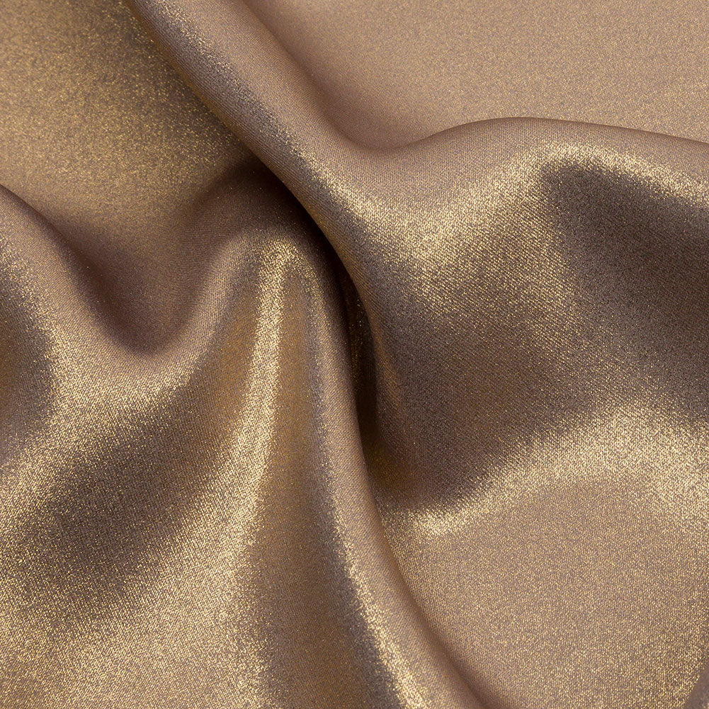 Ultra-Smooth Polyester Georgette with Foiling - Taupe and Gold - Valeria Collection