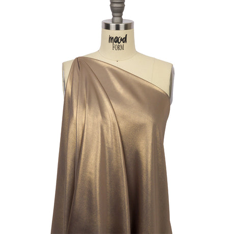 Ultra-Smooth Polyester Georgette with Foiling - Taupe and Gold - Valeria Collection