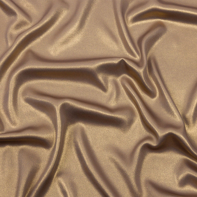 Ultra-Smooth Polyester Georgette with Foiling - Taupe and Gold - Valeria Collection