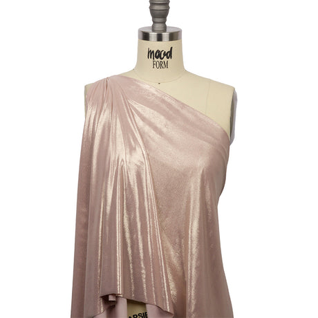 Polyester Interlock Knit with Gold Foiling - Pale Pink - Oriana Collection