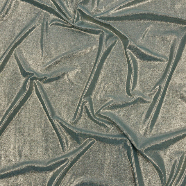 Polyester Interlock Knit with Gold Foiling - Sagebrush Green - Oriana Collection