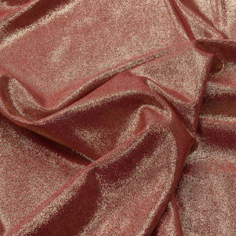Polyester Interlock Knit with Gold Foiling - Brick - Oriana Collection