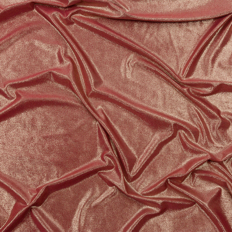 Polyester Interlock Knit with Gold Foiling - Brick - Oriana Collection