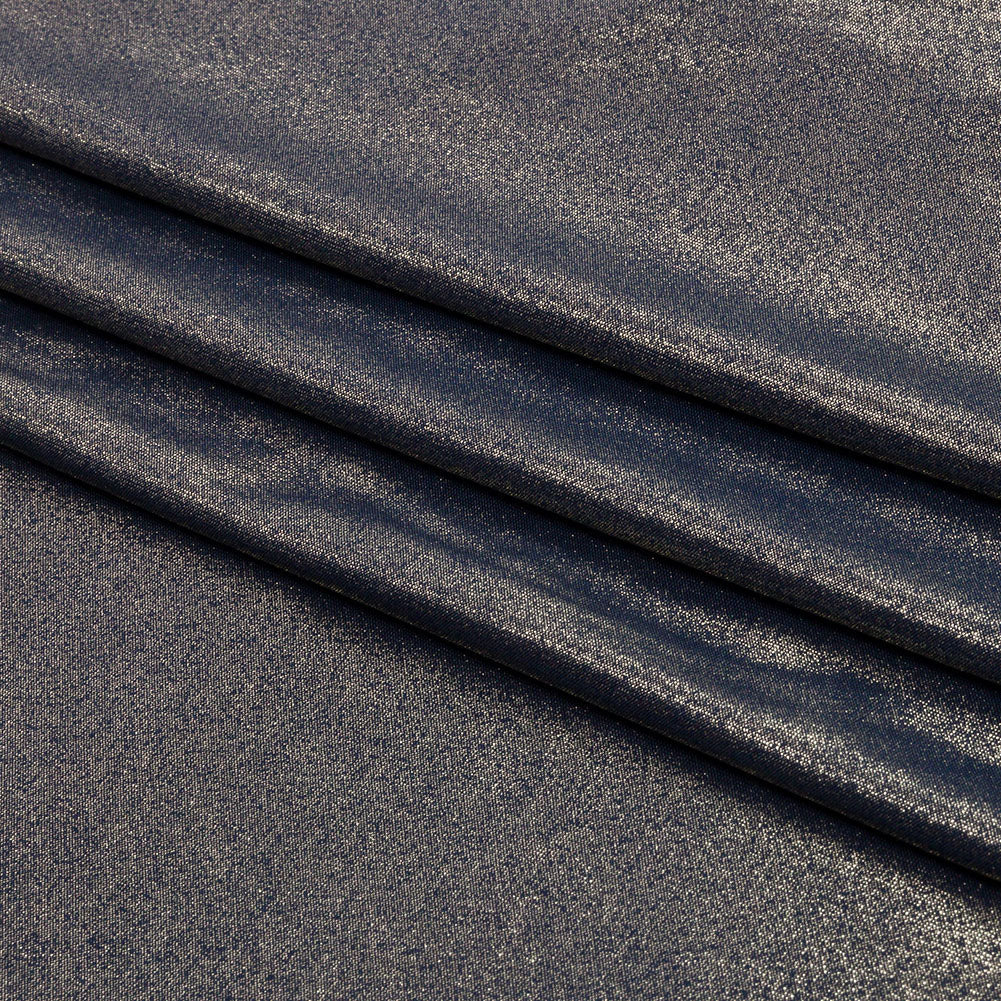 Polyester Interlock Knit with Gold Foiling - Dress Blues - Oriana Collection