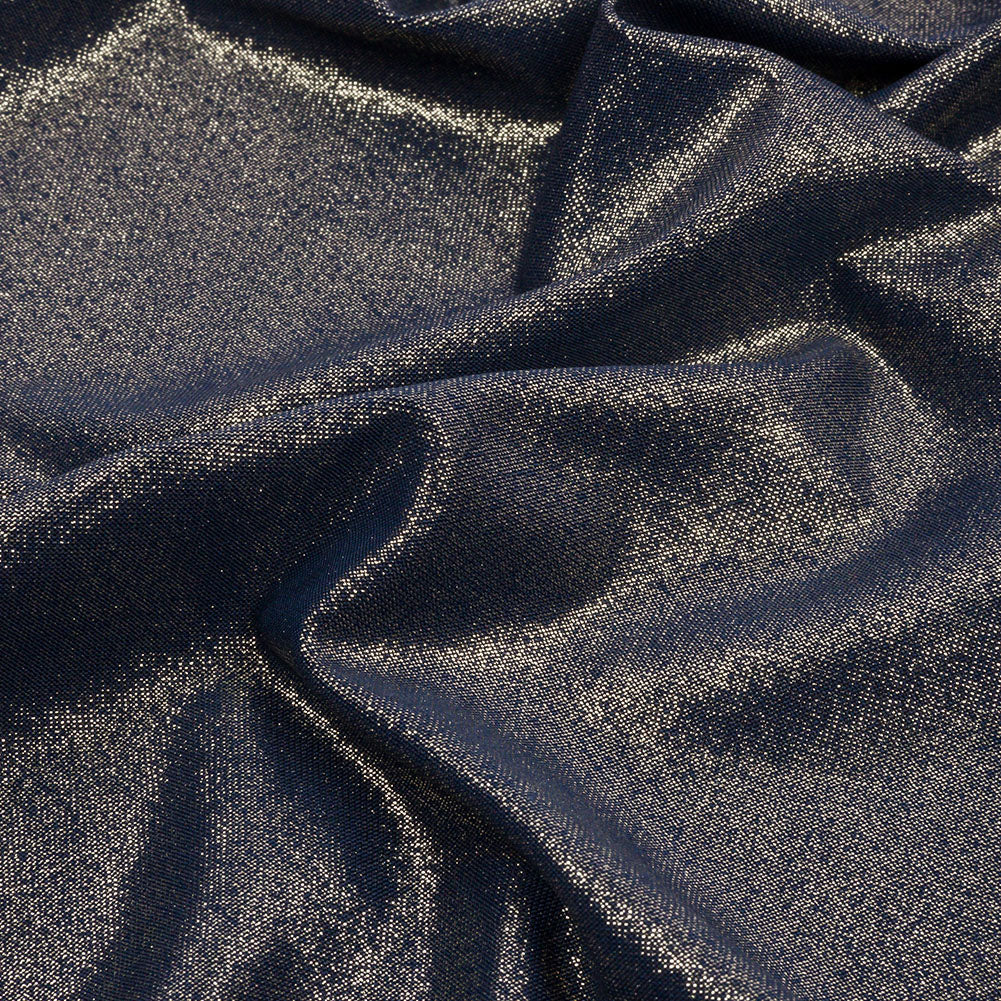 Polyester Interlock Knit with Gold Foiling - Dress Blues - Oriana Collection