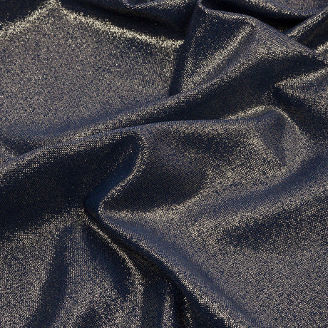 Polyester Interlock Knit with Gold Foiling - Dress Blues - Oriana Collection