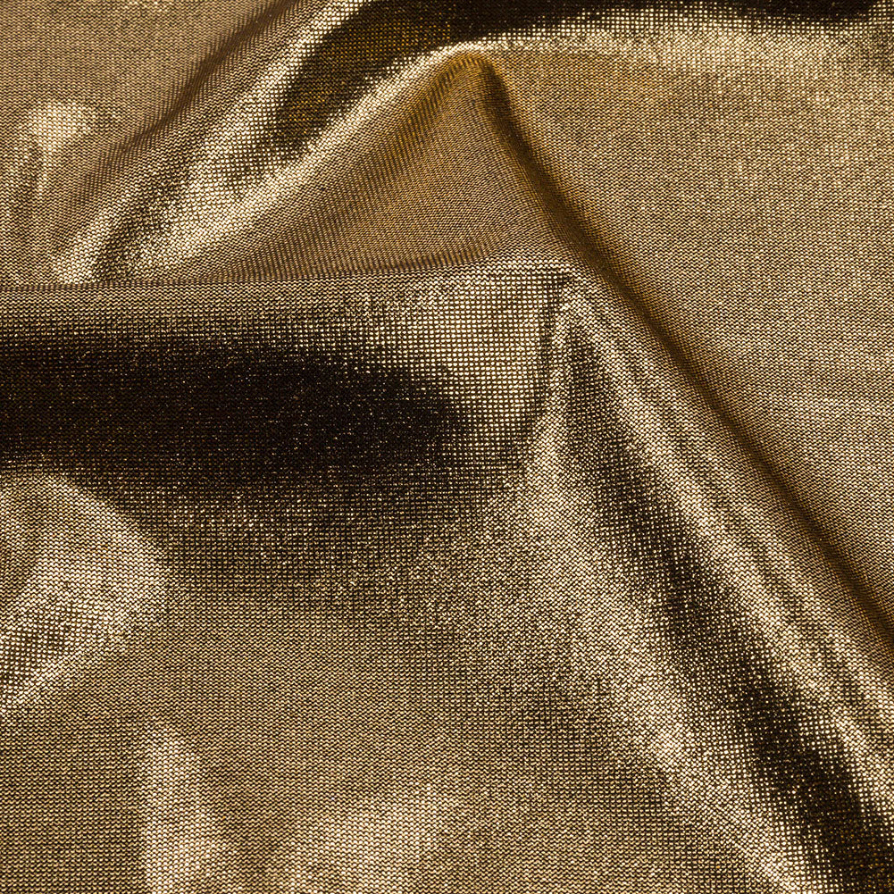 Polyester Interlock Knit with Gold Foiling - Black - Oriana Collection