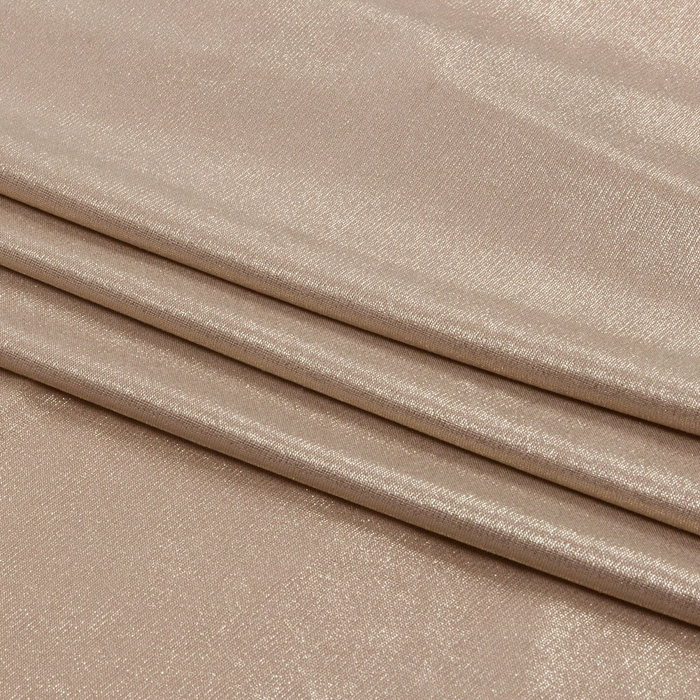 Foiled ITY Interlock Knit - Plaza Taupe and Gold - Gaby Collection