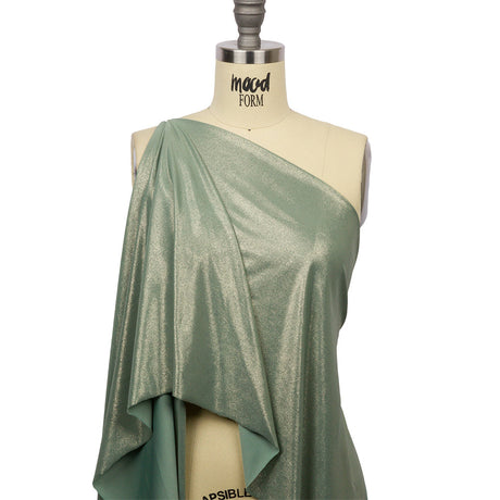 Foiled ITY Interlock Knit - Green Bay and Gold - Gaby Collection