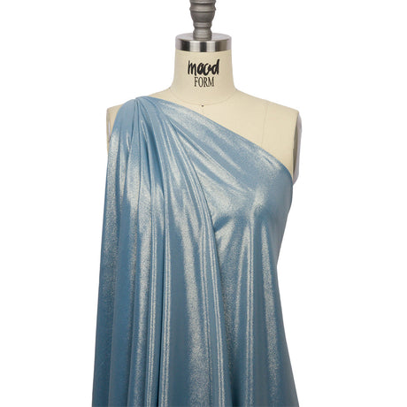 Foiled ITY Interlock Knit - Sky and Silver - Gaby Collection