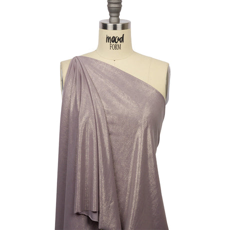 Foiled ITY Interlock Knit - Purplish Gray and Gold - Gaby Collection