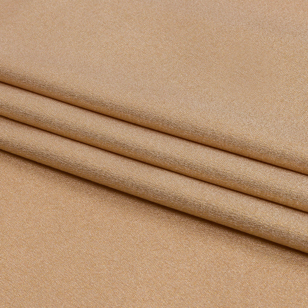 Stretch Polyester Crepe with Gold Foiling - Beige - Devyn Collection