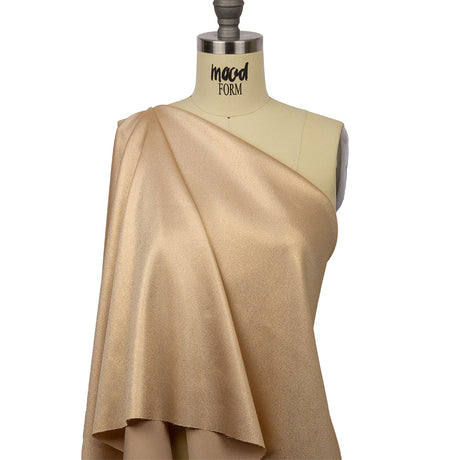 Stretch Polyester Crepe with Gold Foiling - Beige - Devyn Collection