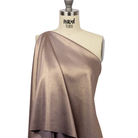 Stretch Polyester Crepe with Gold Foiling - Purplish Gray - Devyn Collection
