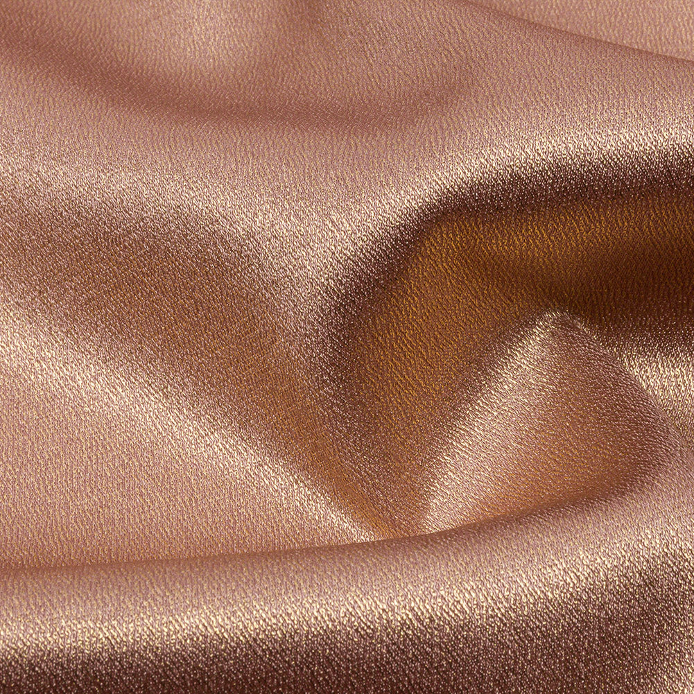 Stretch Polyester Crepe with Gold Foiling - Tan - Devyn Collection