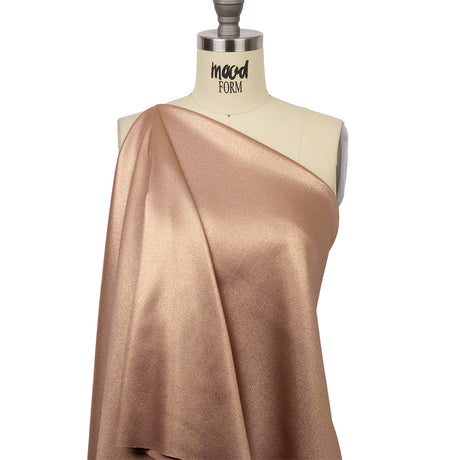 Stretch Polyester Crepe with Gold Foiling - Tan - Devyn Collection