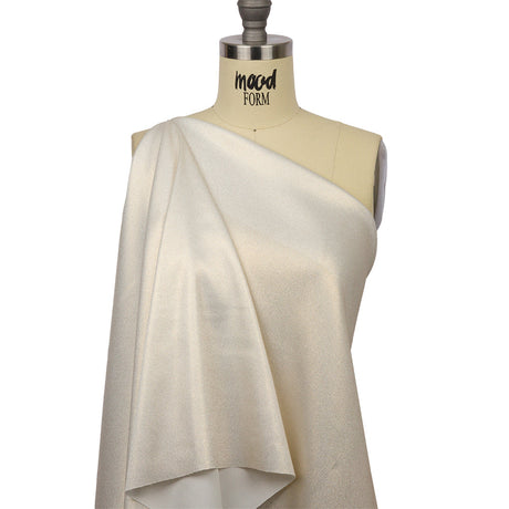 Stretch Polyester Crepe with Gold Foiling - White - Devyn Collection