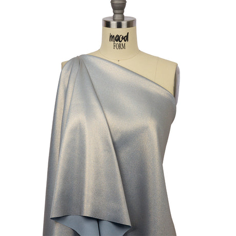 Stretch Polyester Crepe with Gold Foiling - Baby Blue - Devyn Collection
