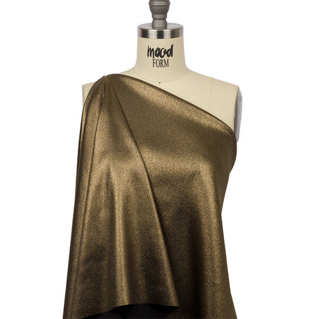 Stretch Polyester Crepe with Gold Foiling - Black - Devyn Collection