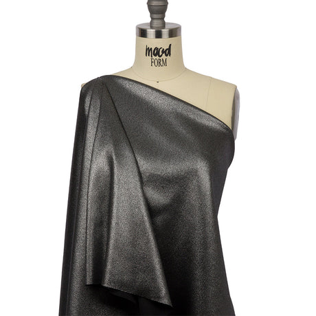 Stretch Polyester Crepe with Gold Foiling - Black - Devyn Collection