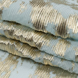 Polyester Chiffon Plisse with Abstract Gold Foiling - Pale Blue - Aralia Collection