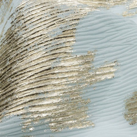 Polyester Chiffon Plisse with Abstract Gold Foiling - Pale Blue - Aralia Collection