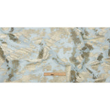 Polyester Chiffon Plisse with Abstract Gold Foiling - Pale Blue - Aralia Collection