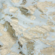 Polyester Chiffon Plisse with Abstract Gold Foiling - Pale Blue - Aralia Collection