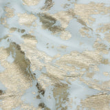 Polyester Chiffon Plisse with Abstract Gold Foiling - Pale Blue - Aralia Collection