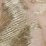 Polyester Chiffon Plisse with Abstract Gold Foiling - Beige - Aralia Collection