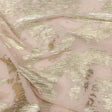 Polyester Chiffon Plisse with Abstract Gold Foiling - Beige - Aralia Collection