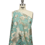Polyester Chiffon Plisse with Abstract Gold Foiling - Mint - Aralia Collection