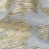 Polyester Chiffon Plisse with Abstract Gold Foiling - Silver-Gray - Aralia Collection