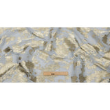 Polyester Chiffon Plisse with Abstract Gold Foiling - Silver-Gray - Aralia Collection