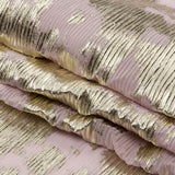Polyester Chiffon Plisse with Abstract Gold Foiling - Light Pink - Aralia Collection