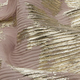 Polyester Chiffon Plisse with Abstract Gold Foiling - Tan - Aralia Collection