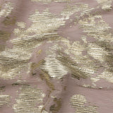 Polyester Chiffon Plisse with Abstract Gold Foiling - Tan - Aralia Collection