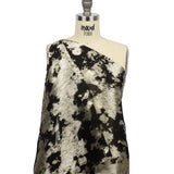 Polyester Chiffon Plisse with Abstract Gold Foiling - Black - Aralia Collection
