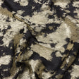 Polyester Chiffon Plisse with Abstract Gold Foiling - Black - Aralia Collection
