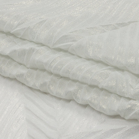 Polyester Chiffon with Abstract Pleats and Gold Foil - Silver Gray - Melia Collection