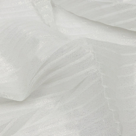 Polyester Chiffon with Abstract Pleats and Gold Foil - Silver Gray - Melia Collection