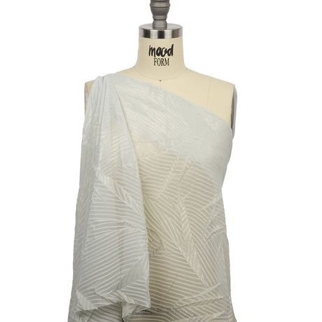 Polyester Chiffon with Abstract Pleats and Gold Foil - Silver Gray - Melia Collection