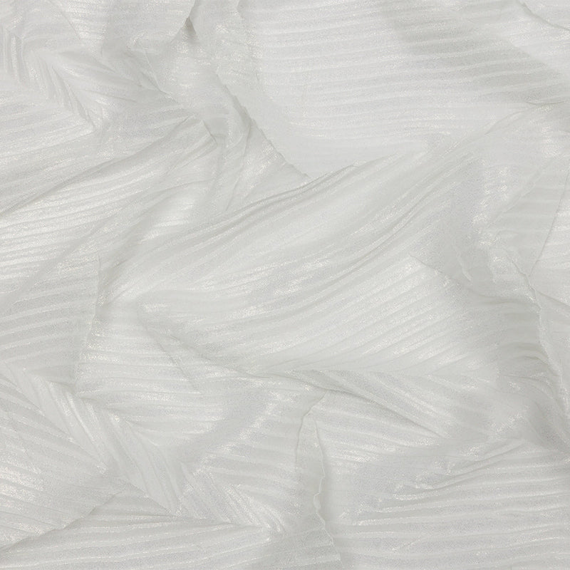 Polyester Chiffon with Abstract Pleats and Gold Foil - Silver Gray - Melia Collection