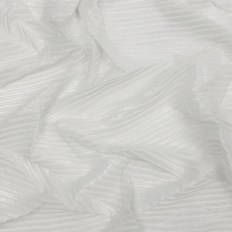Polyester Chiffon with Abstract Pleats and Gold Foil - Silver Gray - Melia Collection